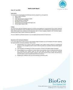 BioGro New Zealand Certificate of Compliance